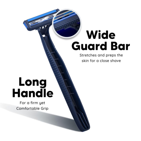 LetsShave Pro 2 Blade Plus Disposable Shaving Razor For Men Stainless Steel Shaving Blade Made In South Korea Open Flow Twin Razor Blade With Pivot Head and Safety Cap Hair Remover Pack Of 20 + 5 Free
