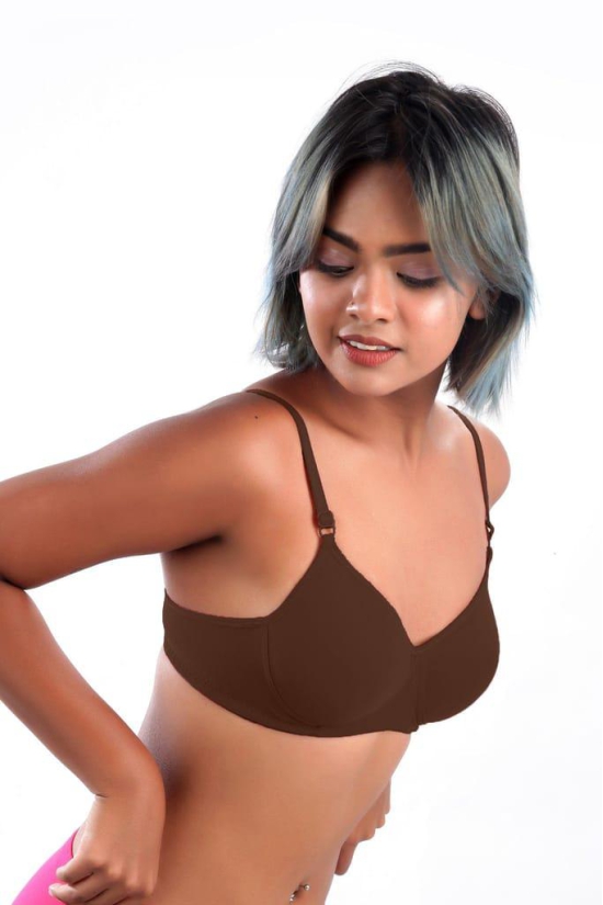 Women Hug Padded Bra Coffee Brown