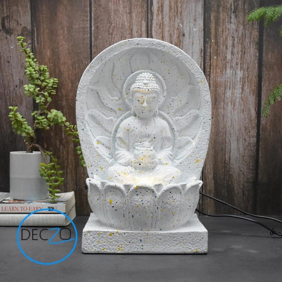 Mini Buddha Indoor Fountain : 34 CM, White