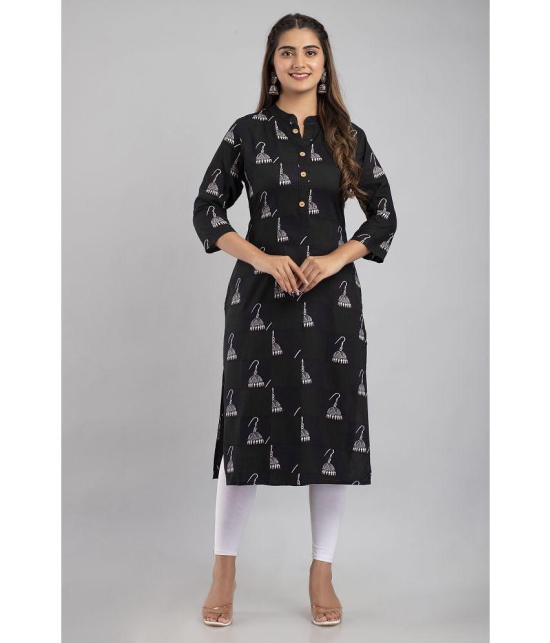 MAUKA - Black Rayon Womens Straight Kurti ( Pack of 1 ) - None