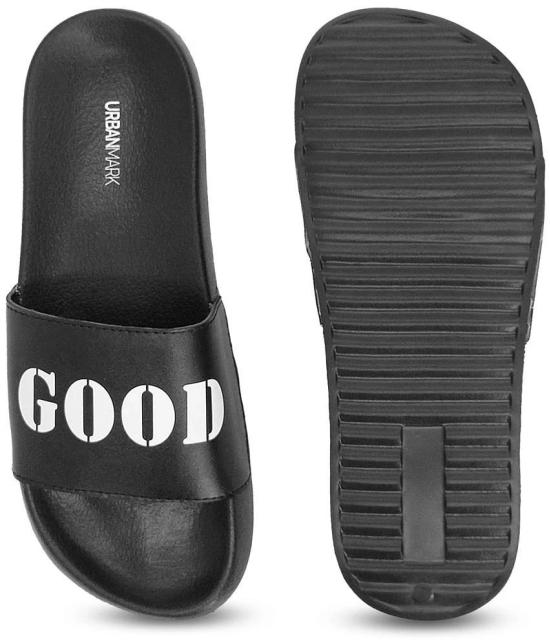 UrbanMark Men Comfortable Light Weight Slider Slippers- Black - None