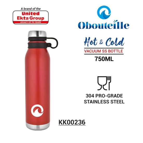 Obouteille Ruby Red Stainless Steel 750 ml Vacuum Insulated Leak Proof Flask Water Bottle for School/Home/Kitchen/Office/Work/Gym/Outdoor/Exercise/Yoga/Camping/Boys/Girls/Kids/Adults