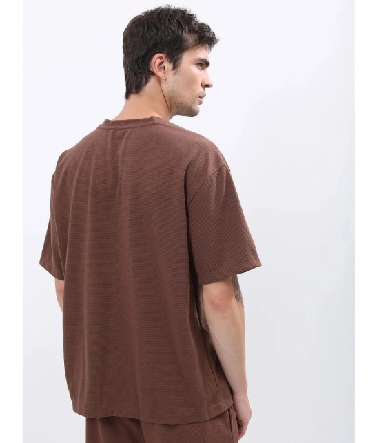 Ketch Polyester Oversized Fit Solid Half Sleeves Mens T-Shirt - Brown ( Pack of 1 ) - None