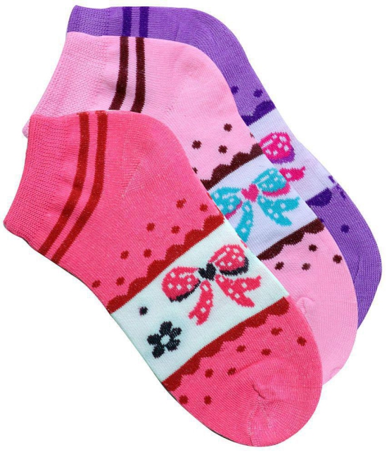 SELETA - Multicolor Cotton Blend Women's Ankle Length Socks ( Pack of 3 ) - None