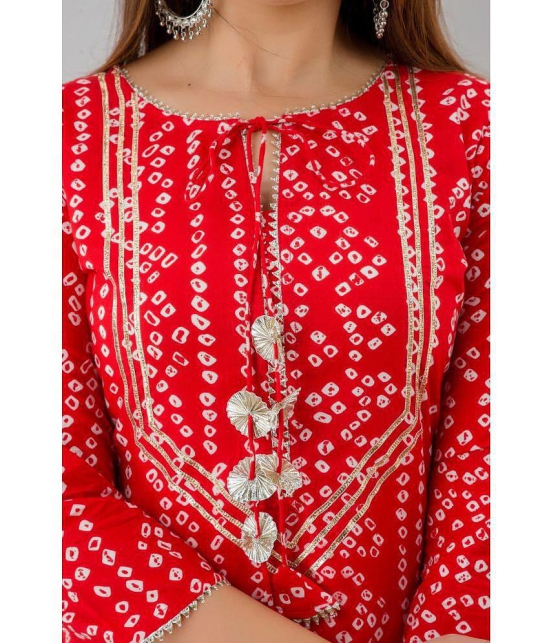 FabbibaPrints - Red Rayon Women's Straight Kurti ( Pack of 1 ) - None