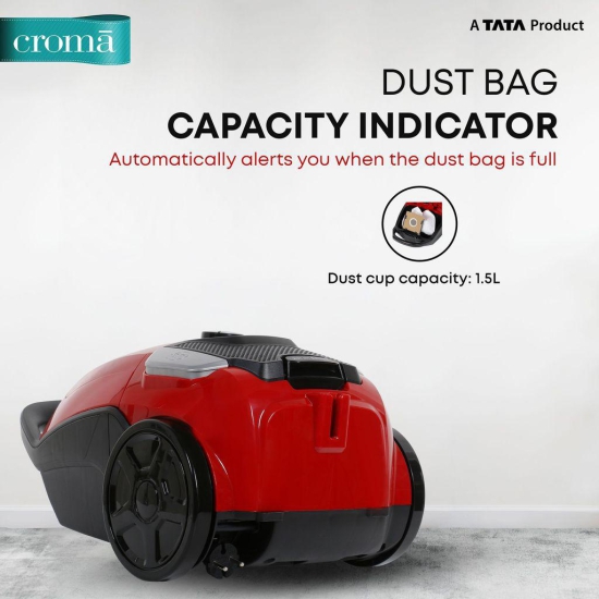 Croma 1600 Watts Dry Vacuum Cleaner (3.5 Litres Tank, Red)