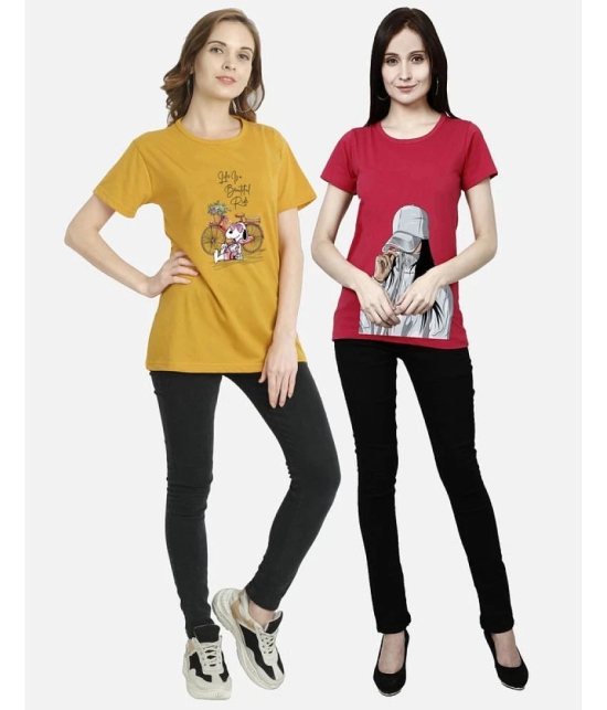 CHOZI - Multi Color Cotton Regular Fit Womens T-Shirt ( Pack of 2 ) - None