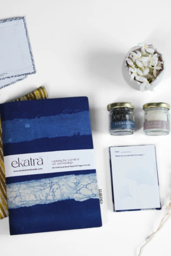 Sustainable Gratitude Hamper By Ekatra - Indigo Stripes