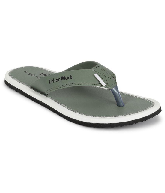 UrbanMark - Olive Men's Thong Flip Flop - None