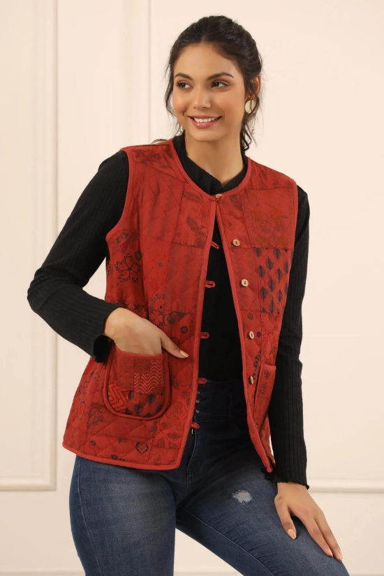 Printed women quilted  jacket-XL