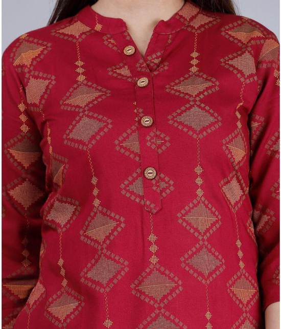 MAUKA - Maroon Straight Rayon Women''s Stitched Salwar Suit ( Pack of 1 ) - None