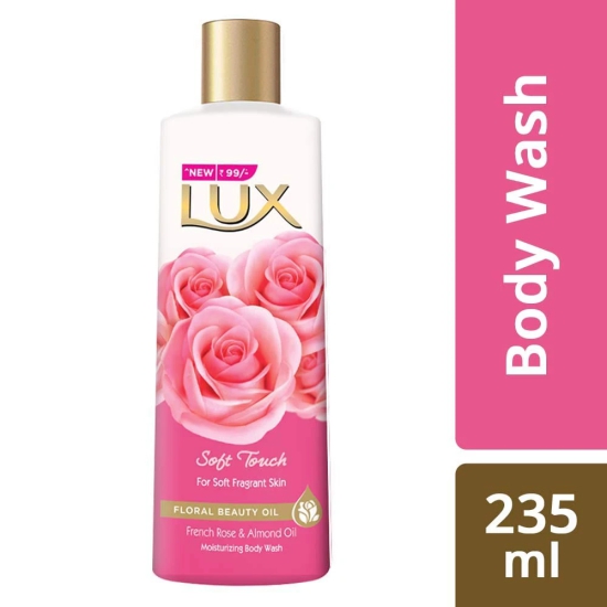 Lux Soft Touch Body Wash With French Rose And Almond Oil, 235Ml