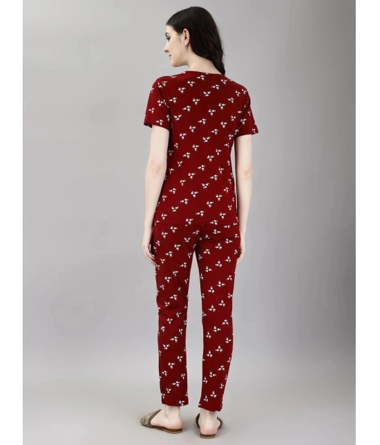 Smarty Pants Maroon Cotton Womens Nightwear Nightsuit Sets ( Pack of 1 ) - None