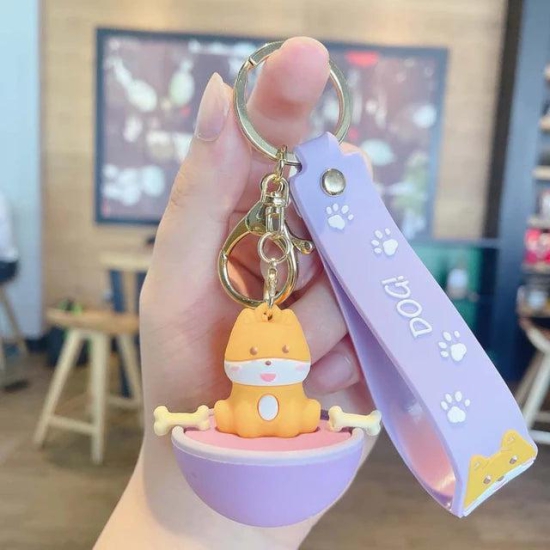 Kawaii Dog Keychain - Purple - Single Piece