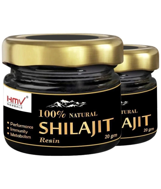 HMV Herbals Ayurveda Natural Shilajit / Shilajeet Resin (Pack of 20gm X 2) for Men & Women | Authentic & Pure Natural for Increased Strength & Stamina, Better Nutrient Absorption, Immunity B