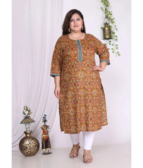 Swasti Cotton Printed Straight Womens Kurti - Mustard ( Pack of 1 ) - None