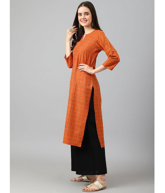 Hritika - Rust Cotton Women''s Straight Kurti ( Pack of 1 ) - None