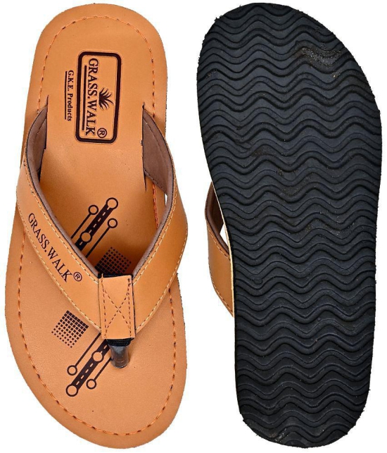 GRASS WALK - Tan Mens Thong Flip Flop - None