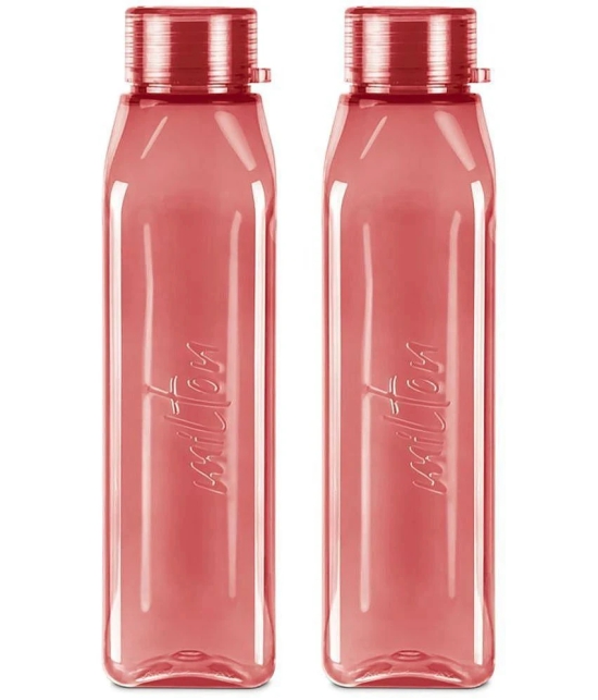 Milton Prime 1000 Pet Water Bottle, Set of 2, 1 Litre Each, Burgundy - Burgundy