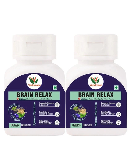 Vaddmaan Brain Relax - 60 Capsules, Pack Of 2 | Brahmi | Shankhpushpi | KSM-66 Ashwagandha | Giloy | Mind Rejuvenation | Cognitive Wellness