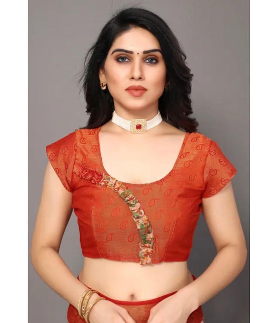 Sitanjali - Red Brasso Saree With Blouse Piece ( Pack of 1 ) - Red