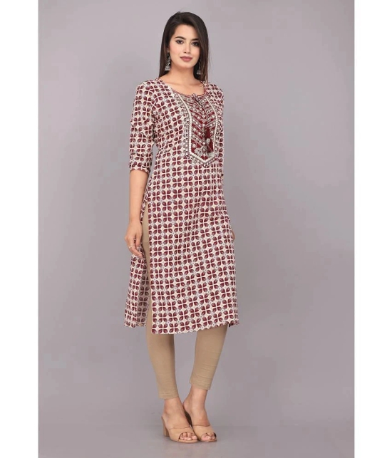 HIGHLIGHT FASHION EXPORT - Maroon Cotton Womens Straight Kurti ( Pack of 1 ) - None