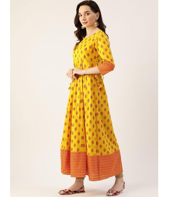 Kbz - Yellow Cotton Women's Anarkali Kurti ( Pack of 1 ) - None