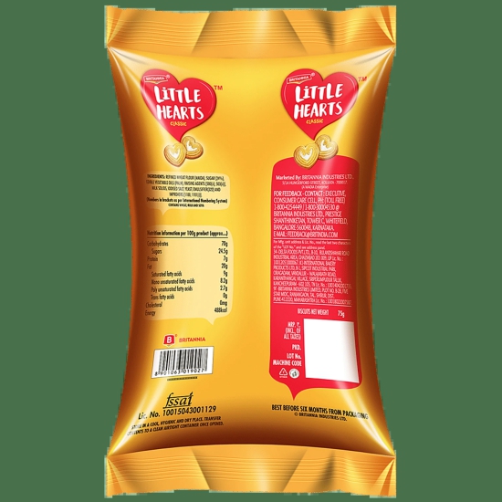 Britannia Little Hearts Biscuits, 75 G