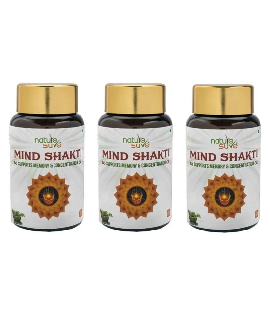 Nature Sure Mind Shakti Tablets for Memory & Concentration Pack of 3 - 60 Tablets Each