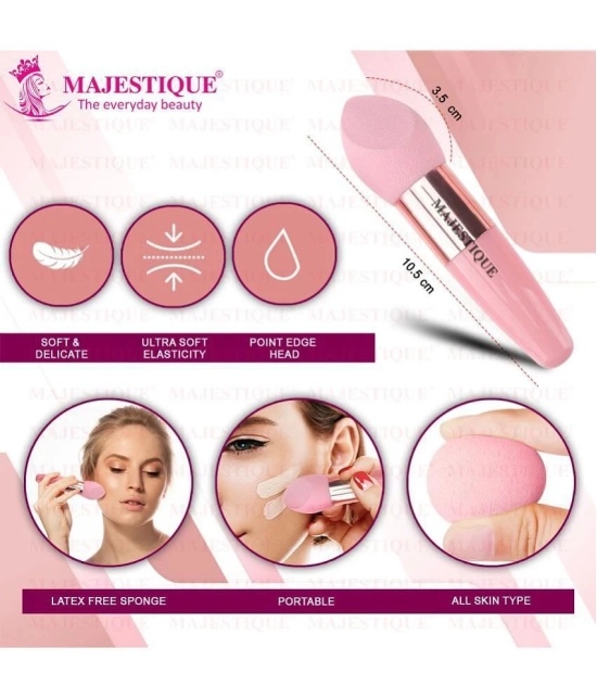 Majestique Makeup Foundation Brush with Mushroom Puff, Ideal for blending liquid - 2Pcs/Multicolor