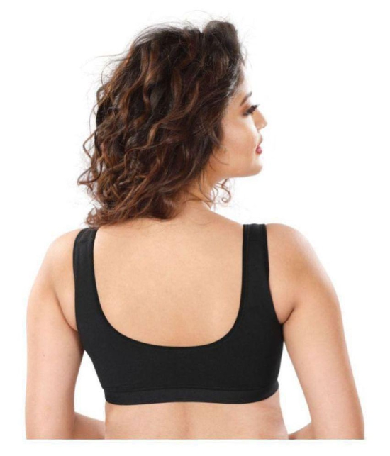 Dermawear Black Poly Cotton Solid Sports Bra - 3XL