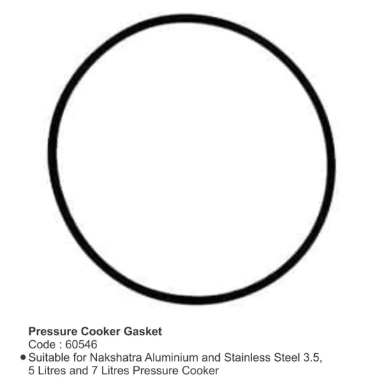 Prestige Nakshatra Inner Lid Pressure Cooker Gasket - PR60546 | 3.5 Litres, 5 Litres & 7 Litres | Black | 1 Pc