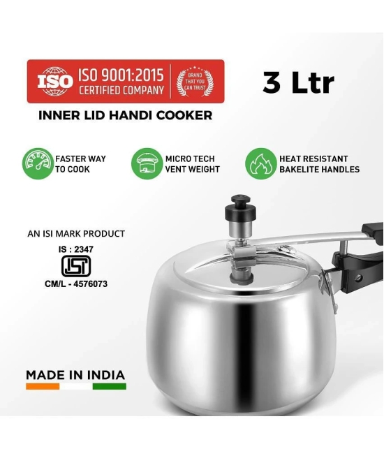 LEORON HANDI 3 L Aluminium InnerLid Pressure Cooker Without Induction Base