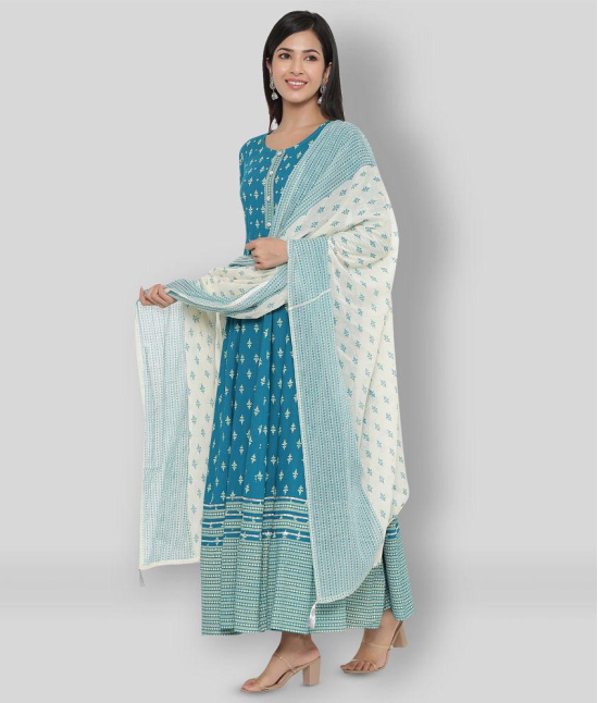 KIPEK - Blue Straight Rayon Womens Stitched Salwar Suit ( Pack of 1 ) - XXL