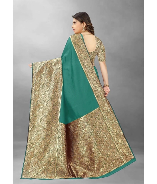 Gazal Fashions Banarasi Silk Embellished Saree With Blouse Piece - Rama ( Pack of 1 ) - Rama