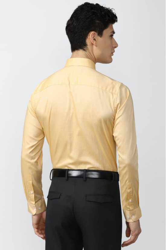 Men Yellow Slim Fit Formal Full Sleeves Formal Shirt