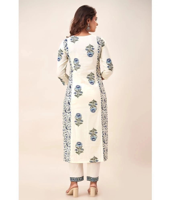 FabbibaPrints Cotton Printed Straight Womens Kurti - White ( Pack of 1 ) - None