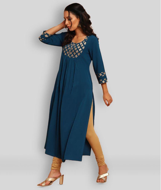 Janasya - Green Crepe Womens Straight Kurti ( Pack of 1 ) - M