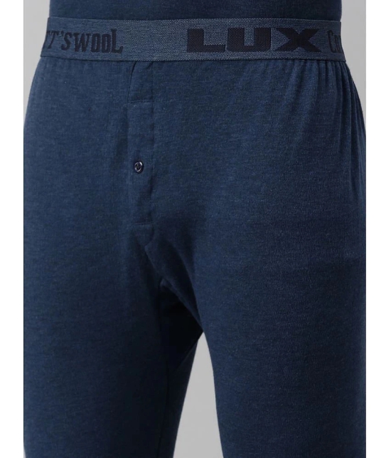 Lux Cottswool - Blue Cotton Blend Mens Thermal Bottoms ( Pack of 1 ) - None