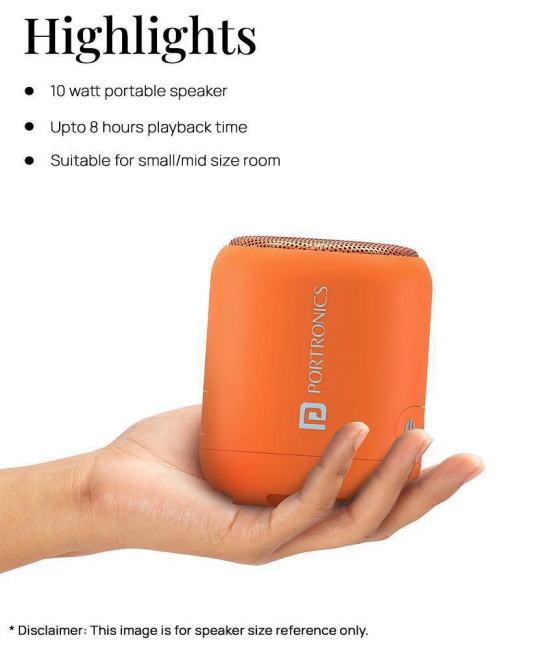 Portronics Sound Drum 1:10W TWS Portable Bluetooth Speaker ,Orange (POR 1400) - Orange