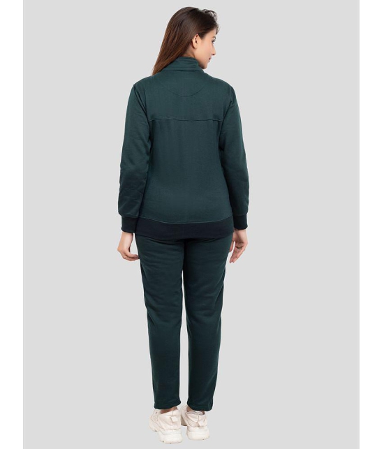 YHA Green Fleece Solid Tracksuit - Single - None