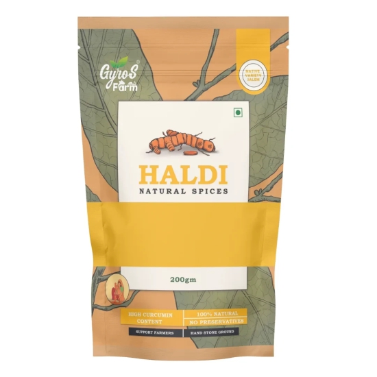 Hand Stone Grounded Haldi | Turmeric Powder | 200gm | High Curcumin Content | Unprocessed | Chemical free-400gm ( Pack of 2 )