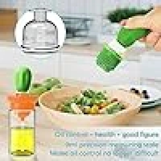 KATHIYAWADI 2in 1 Glass Olive Oil Dispenser Bottle With Silicone Brush Droper Silicone Dropper Measuring Oil Dispenser Bottle for Kitchen Cooking Baking and BBQ Red (180 ml)