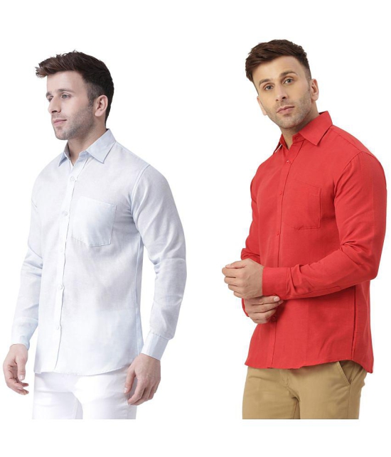 KLOSET By RIAG 100% Cotton Regular Fit Solids Full Sleeves Men's Casual Shirt - Red ( Pack of 2 ) - None