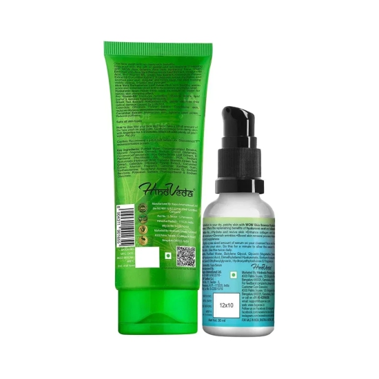 Aloe Vera Face Wash + Hyaluronic Acid Moisturising Face Serum - Net Vol. 130 ml