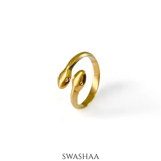 Leone Snake 18K Gold Plated Ring-Gold