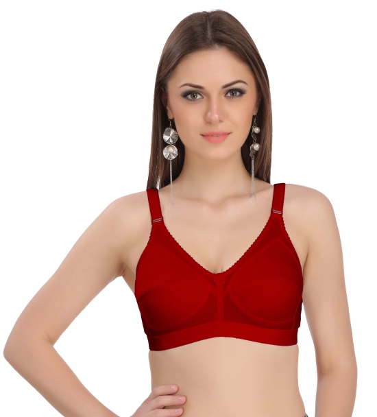 Eves Beauty Women Full Coverage Non Padded Bra-32D / Maroon / Cotton Blend