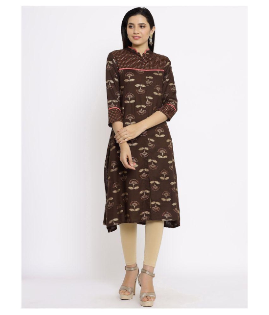 FabbibaPrints - Brown Rayon Women's Asymmetrical Kurti - XXL