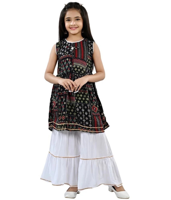 Arshia Fashions Black Rayon Girls Kurta and Sharara Set ( Pack of 1 ) - None