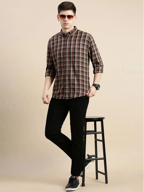 Showoff Cotton Blend Regular Fit Checks Full Sleeves Mens Casual Shirt - Brown ( Pack of 1 ) - None